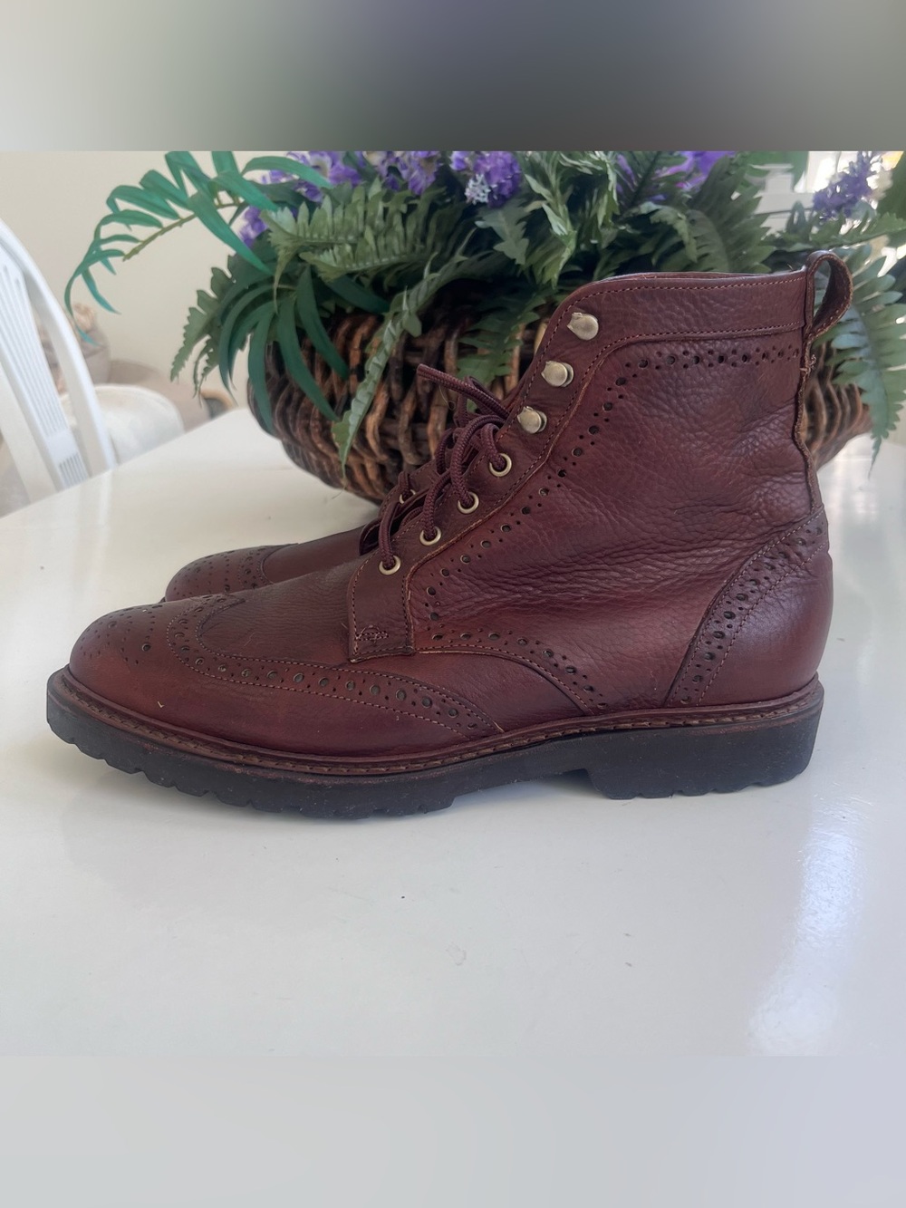 Allen Edmonds 10,5 3E LONG BRANCH Brown Leather Wingtip Ankle Dress Boots $400